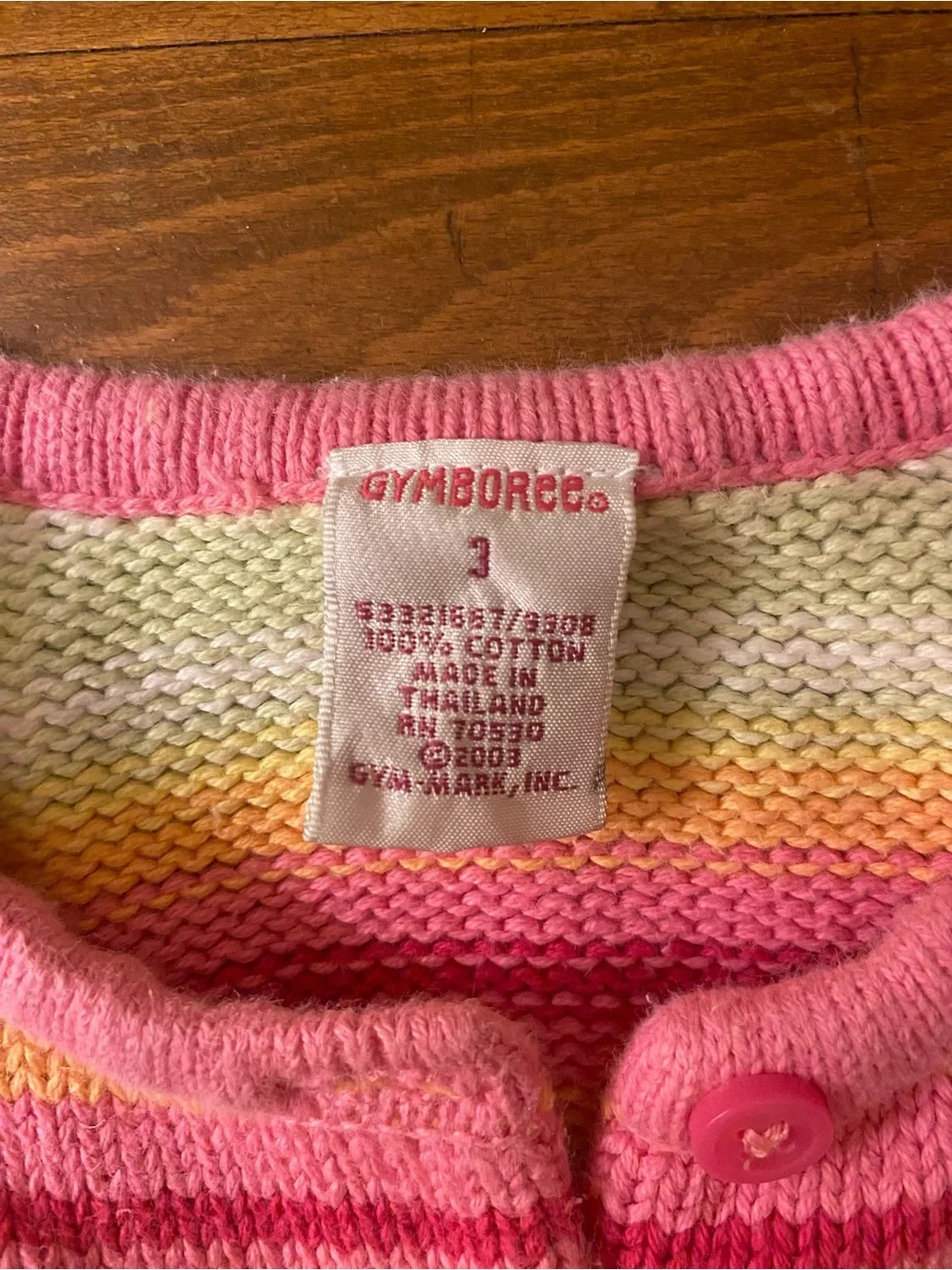 Gymboree Y2K Vintage Toddler Girl’s Striped Pnk/Grn 100% Cotton Cardigan Sz3